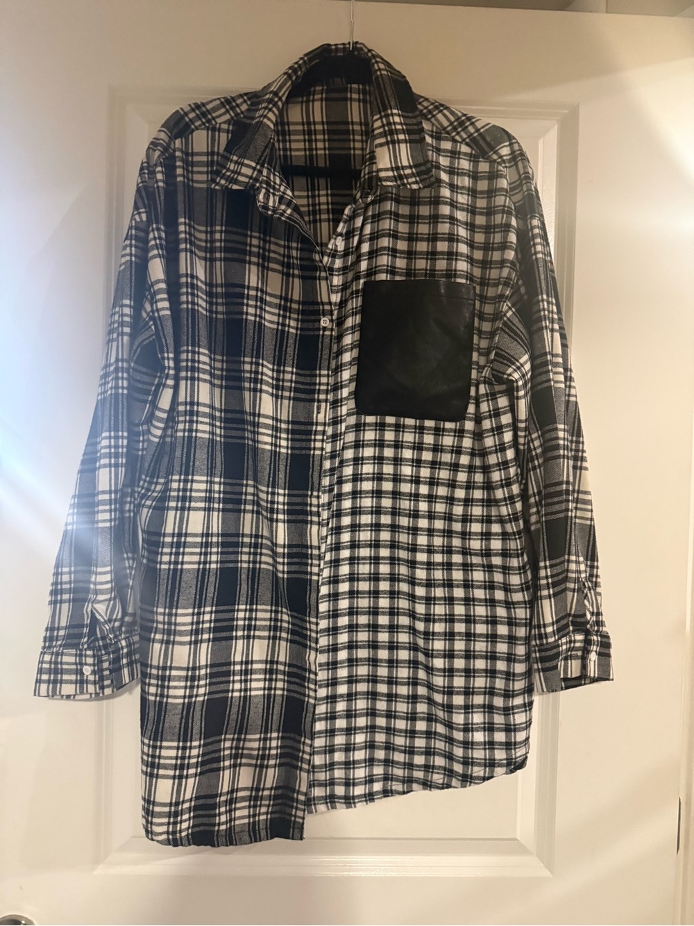 Black and White Plaid Button-Up Shirt